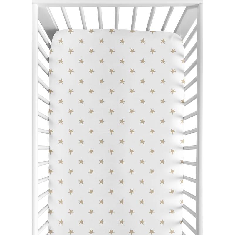 Sweet Jojo Designs Gold and White Star Celestial Collection Fitted Crib Sheet