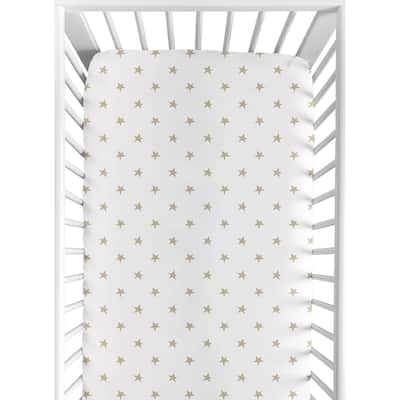 Sweet Jojo Designs Gold and White Star Celestial Collection Fitted Crib Sheet