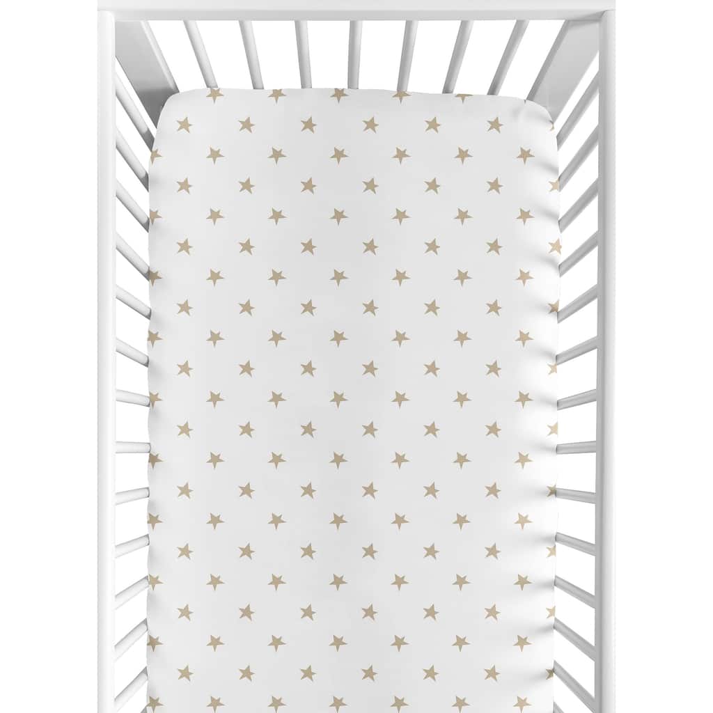 Sweet Jojo Designs Gold and White Star Celestial Collection Fitted Crib Sheet