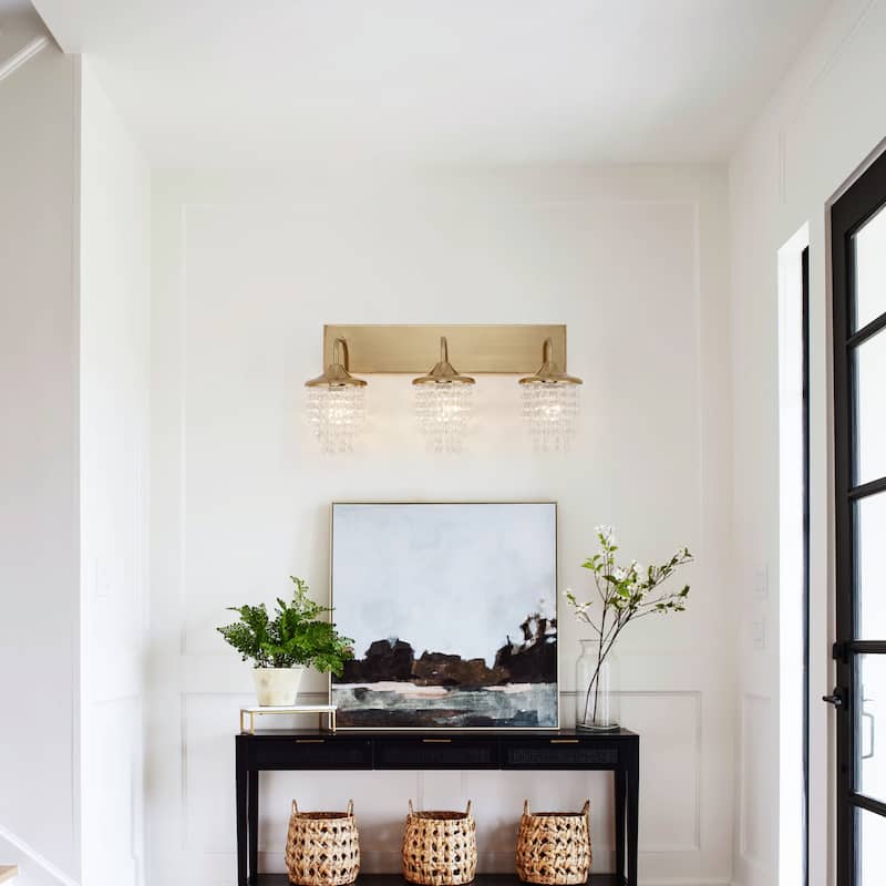 Modern 3-Light Crystal Dimmable Wall Vanity Light Fixture - 25.5-inch W x 11-inch H