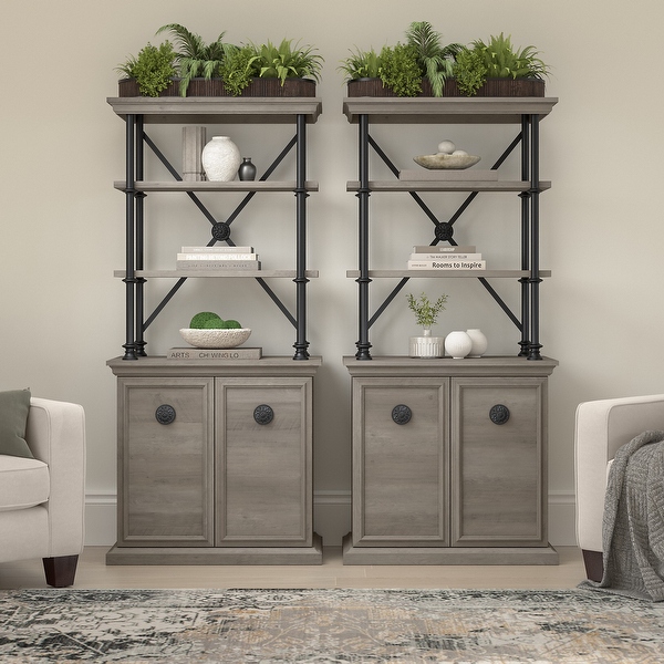 Coliseum Designer Bookcase with Doors (Set of Two) by Bush Furniture