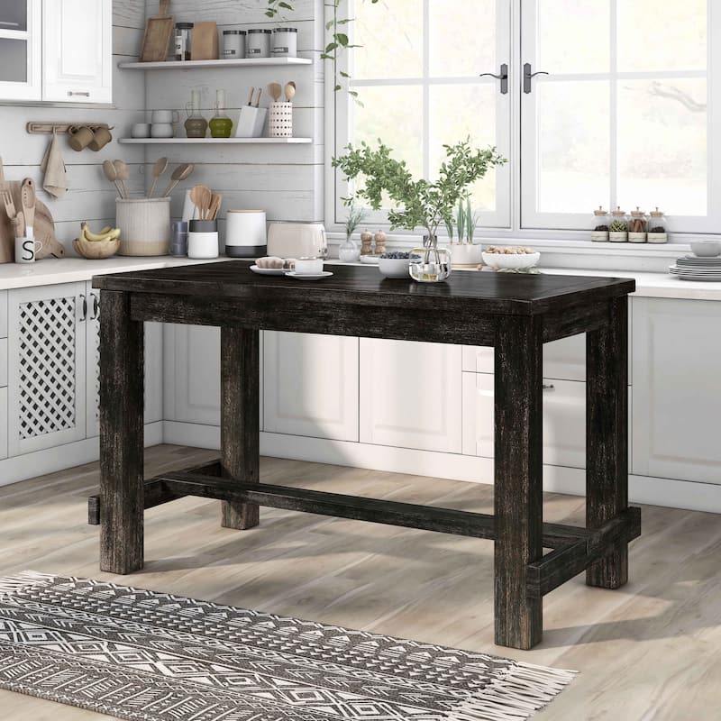 Furniture of America Tays Rustic Black 60-inch Counter Height Dining Table - Antique Black
