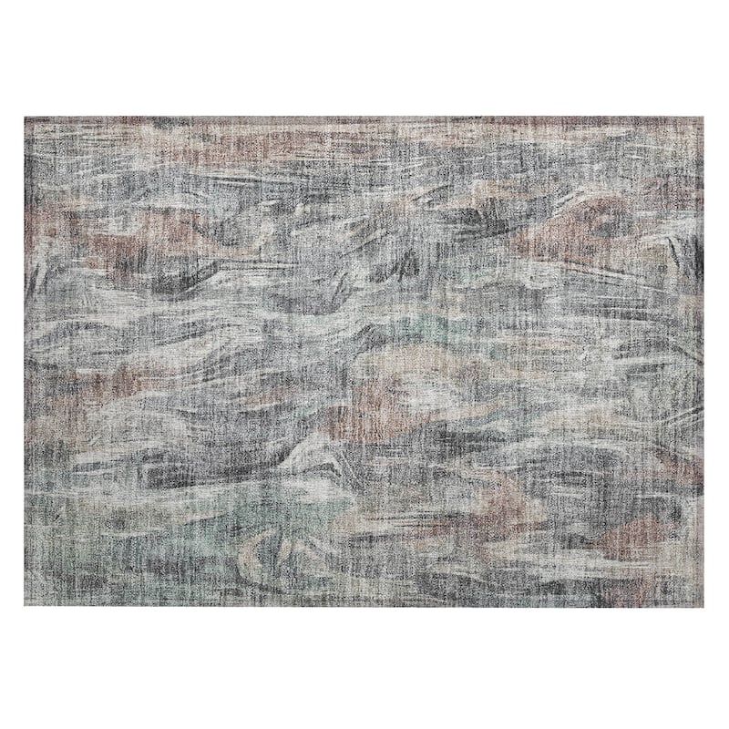 Machine Washable Indoor/ Outdoor Brushstrokes Modern Chantille Rug