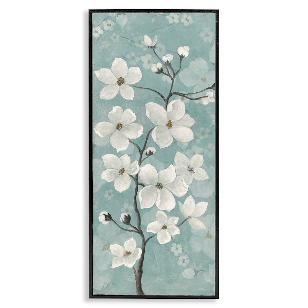Stupell Apple Blossom on Green Framed Giclee Art Design By Janet Tava