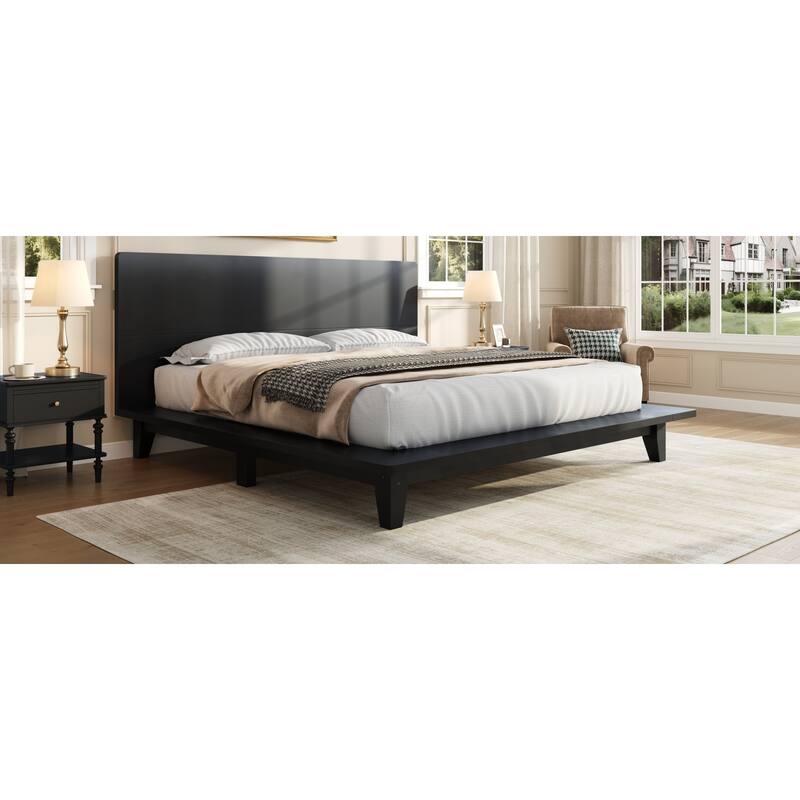 Roomfitters Full/Queen/King Size Wood Platform Bed with Headboard and Slat Support