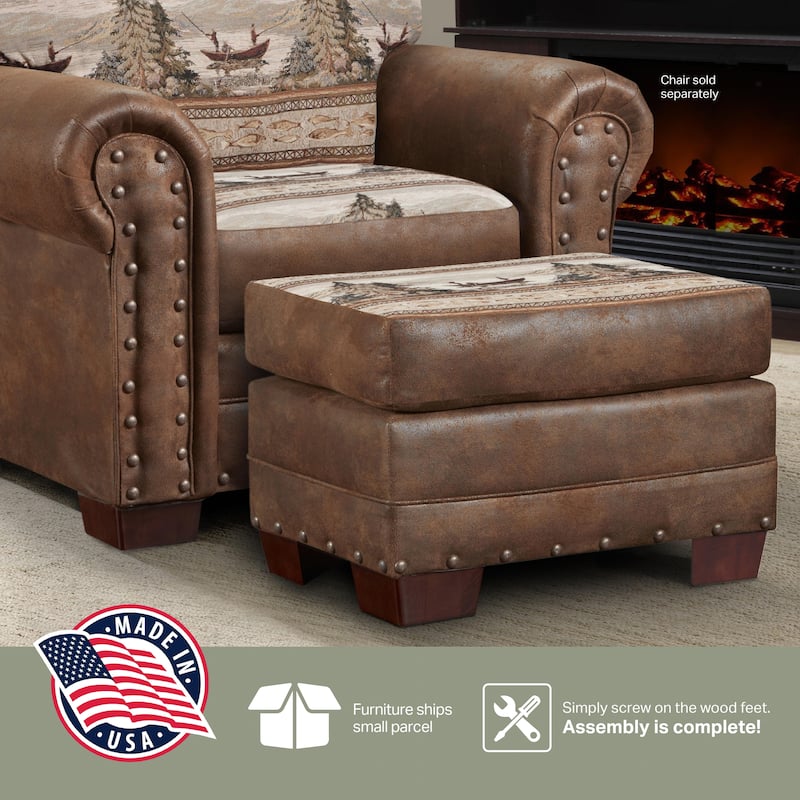 American Furniture Classics Model 8501-00-60 Alpine Lodge Arm Chair with Matching Ottoman