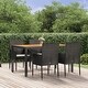 preview thumbnail 38 of 91, vidaXL 3 Piece Patio Dining Set with Cushions Black Poly Rattan - 18.9" x 21.7" x 34.6" Black5-Piece 1