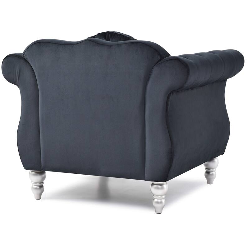 Velvet Chair with Hardwood Frame and Wood Legs