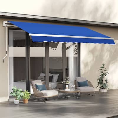 Outsunny 8' x 6.6' Patio Retractable Awning/Manual Exterior Sun Shade Deck Window Cover