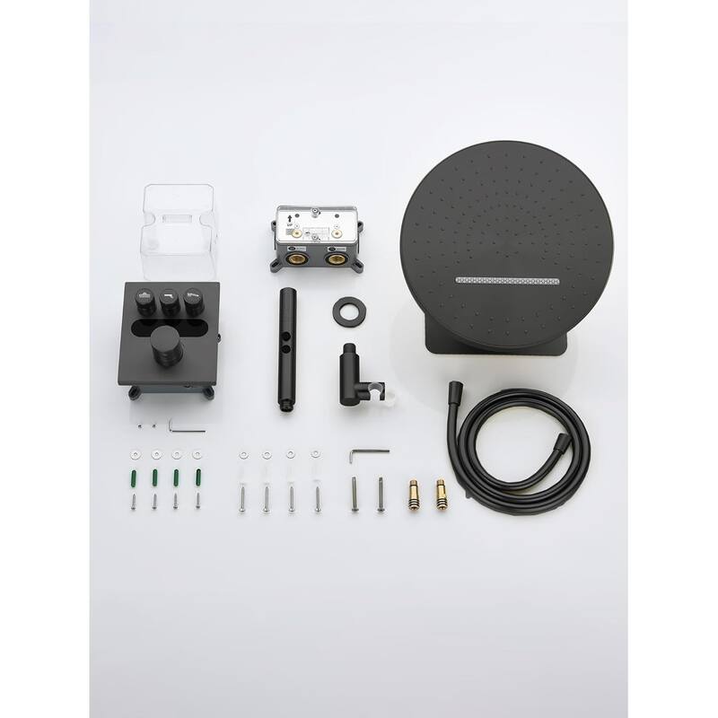 Lefton Shower System in Fahrenheit Display, 13” Overhead Shower Head with All-in-one Handheld Spray Showerhead, SSWM2501