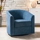 preview thumbnail 20 of 106, Cuenca Modern Living Room Wooden Upholstered 360° Swivel Barrel Chair with Metal Base and Wide Backrest INDIGO