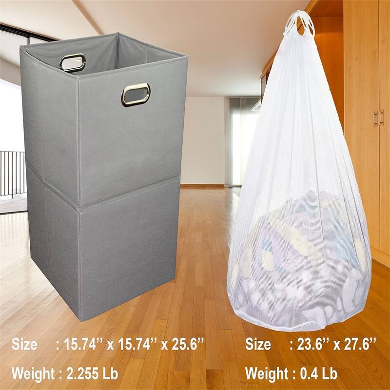 Large Laundry Hamper With Laundry Bag Premium Durable Fabric - 15.74"L x 15.74"W x 25.6"H