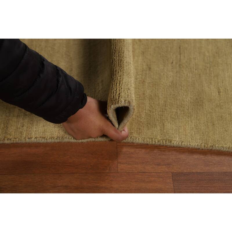 Contemporary Gabbeh Oriental Area Rug Handmade Green Wool Carpet - 6'5" x 9'7"