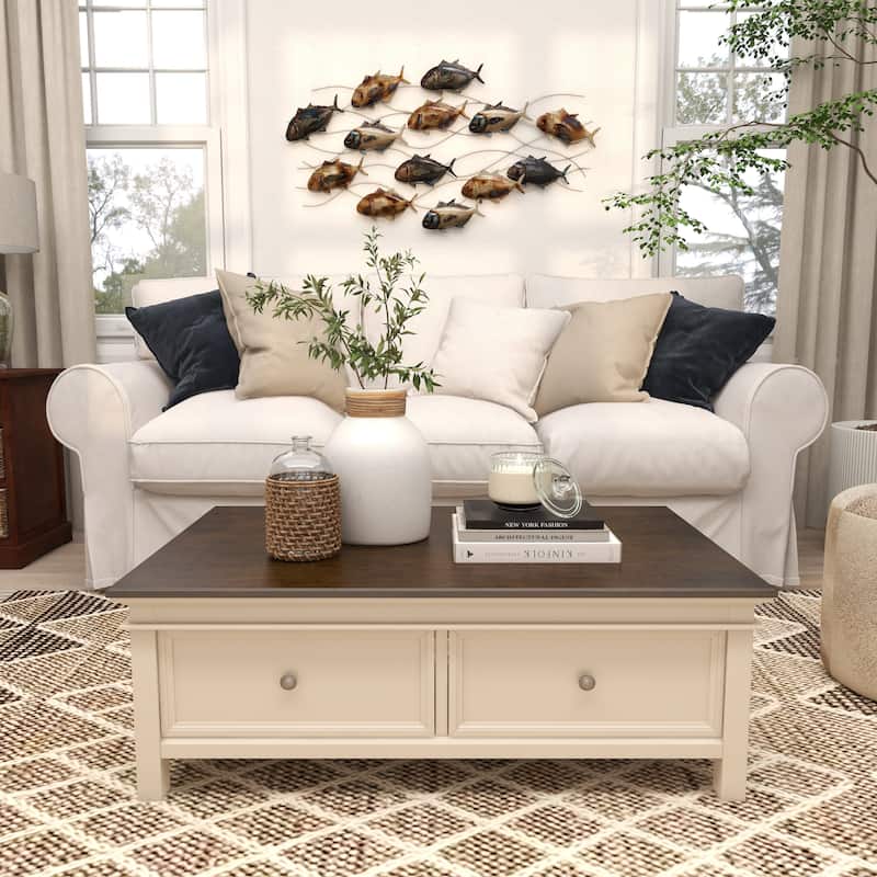 Blue Metal Indoor Outdoor Fish Home Wall Decor with Silver and Bronze Accents