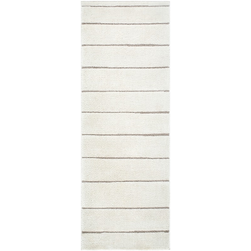 Livabliss x Our PNW Home Cascade Global Striped Area Rug - 2'7" x 12' - Striped Ivory/Taupe