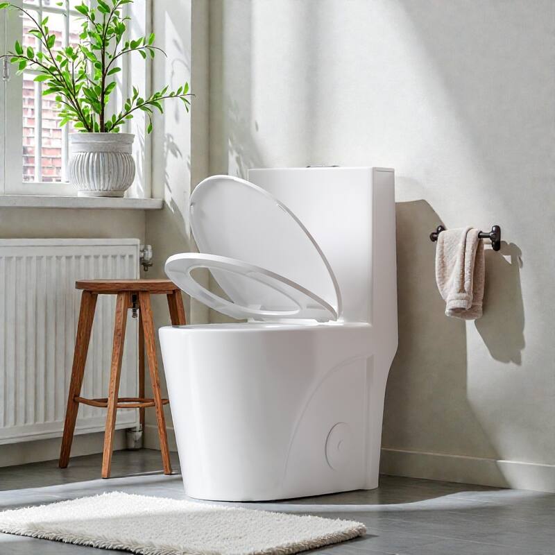 One Piece Elongated Toilet Tornado Flush. ADA Comfort Height 16.25 Inch. Dual Flush 1.1 1.6 GPF. MAP 1000g