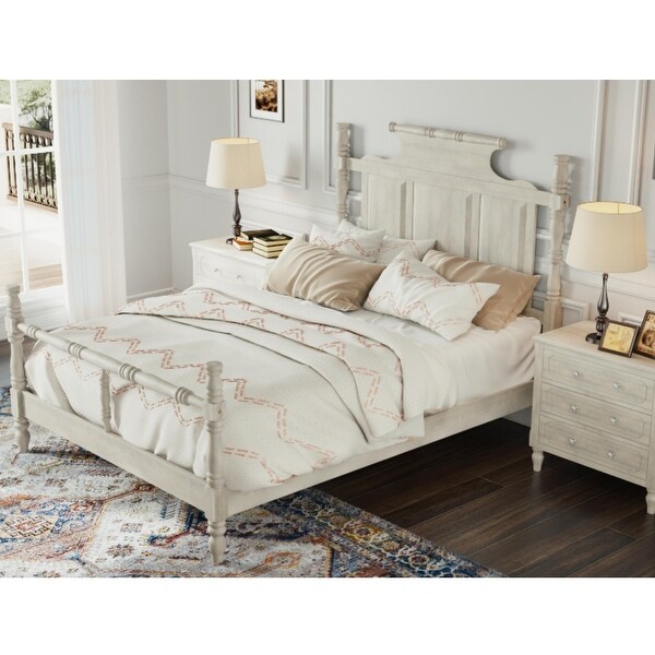 Retro Country King Four Poster Bed with Crown-Shape Headboard