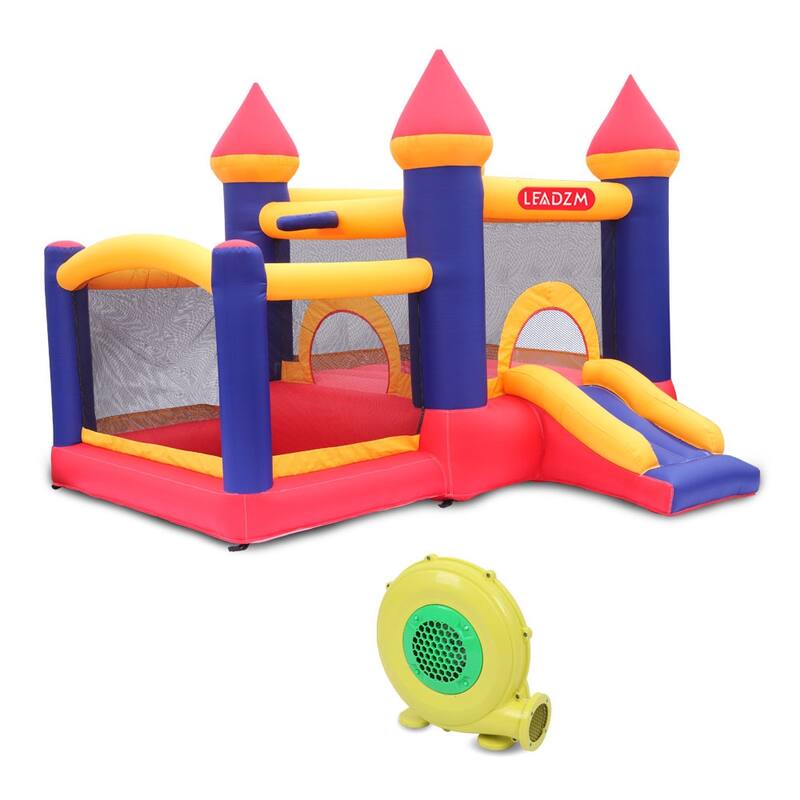 Inflatable Bouncer House with Air Blower, Jumping Castle with Slide, Family Backyard Bouncy Castle
