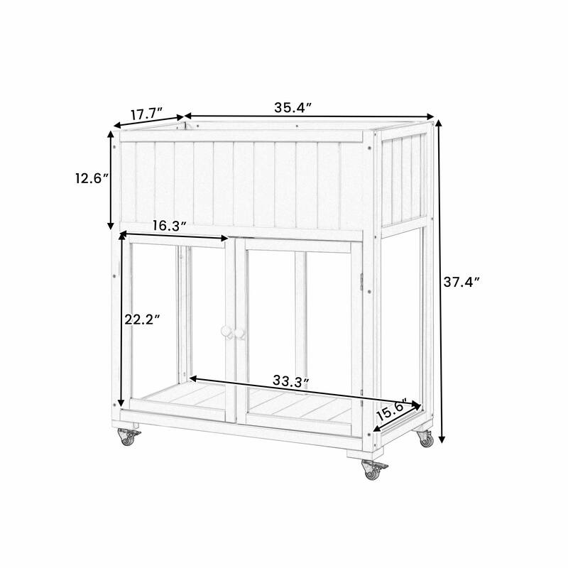 2-Door Mini Wood Cold Frame - Compact Garden Greenhouse with Wheels and Raised Bed Liner