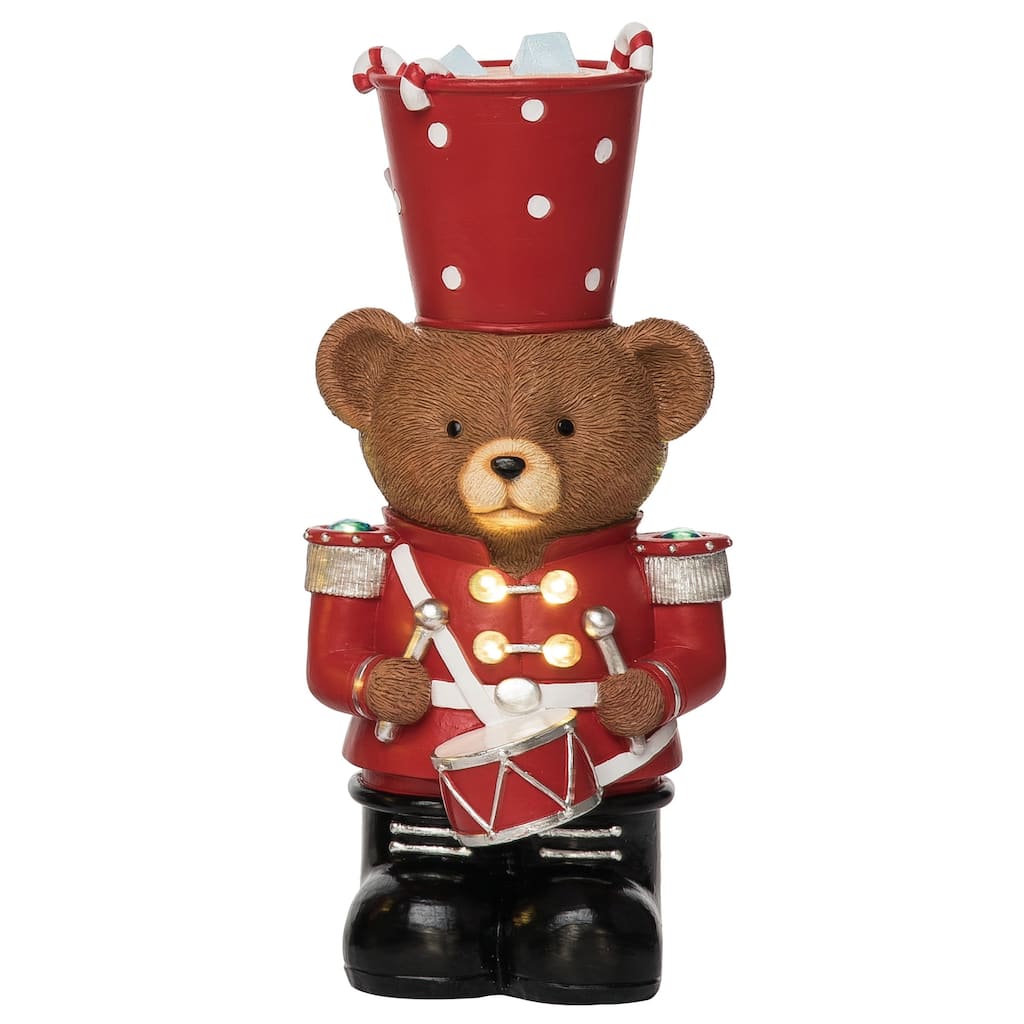 Transpac Resin 11.6 in. Multicolored Christmas Light Up Penguin and Bear Nutcracker Decor