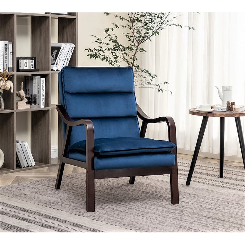 Clovis 24.8" Wide Velvet Armchair - Dark Blue