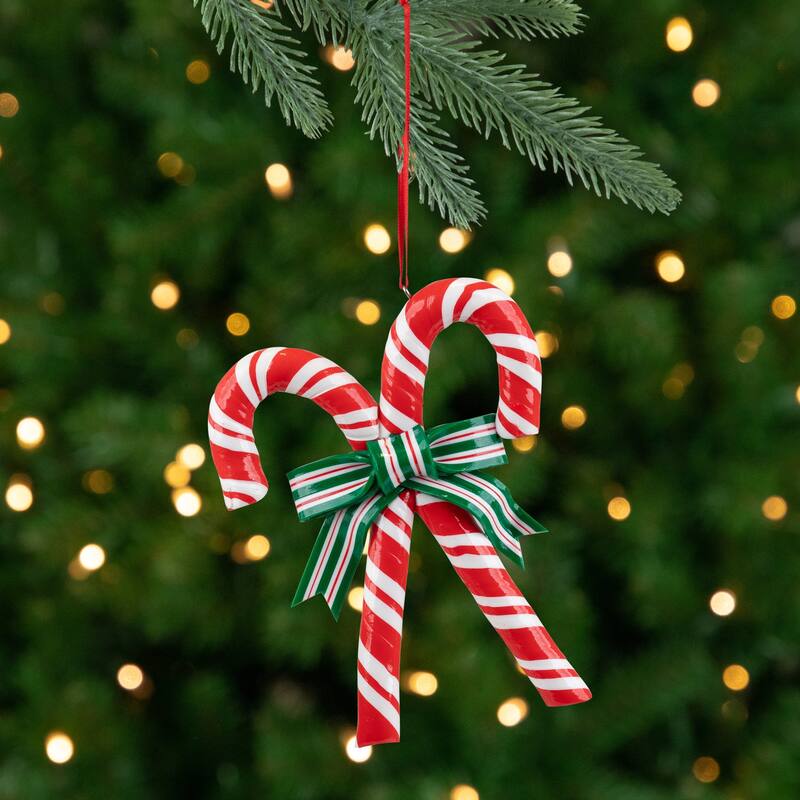 Candy Cane Christmas Ornament - 5.25" - Red and White