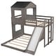 preview thumbnail 18 of 20, House Bunk Beds with Slide, Wood Twin Over Full Bunk Beds with Roof and Guard Rail for Kids, Toddlers