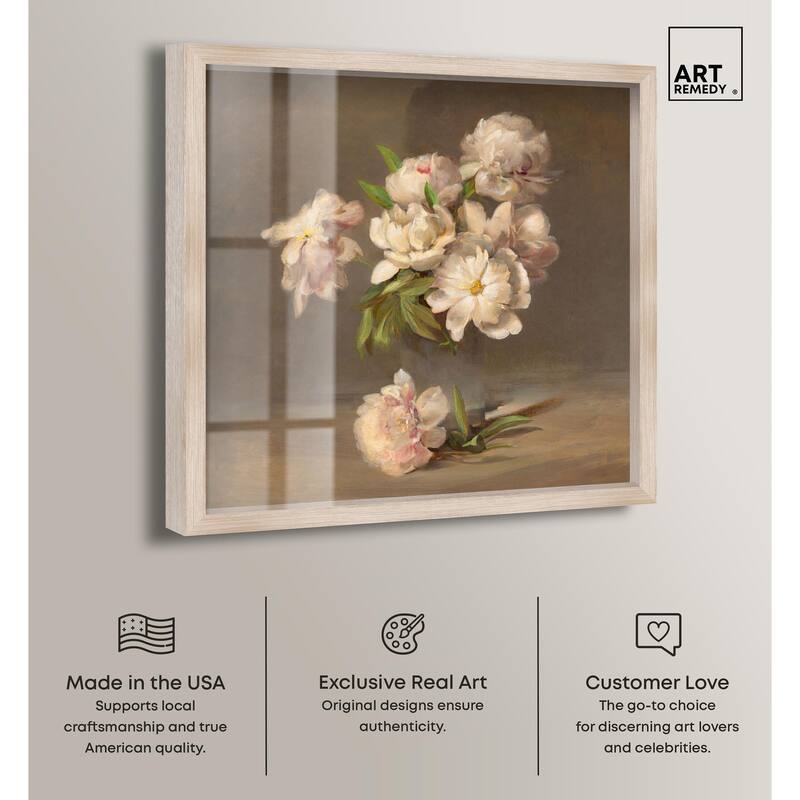 Porter Peonies in a Vase Shadowbox by Art Remedy