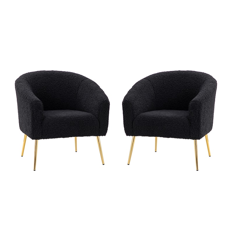 Rovigo Modern Upholstered Living Room Chair Barrel Chair with Metal Legs Set of 2 by HULALA HOME