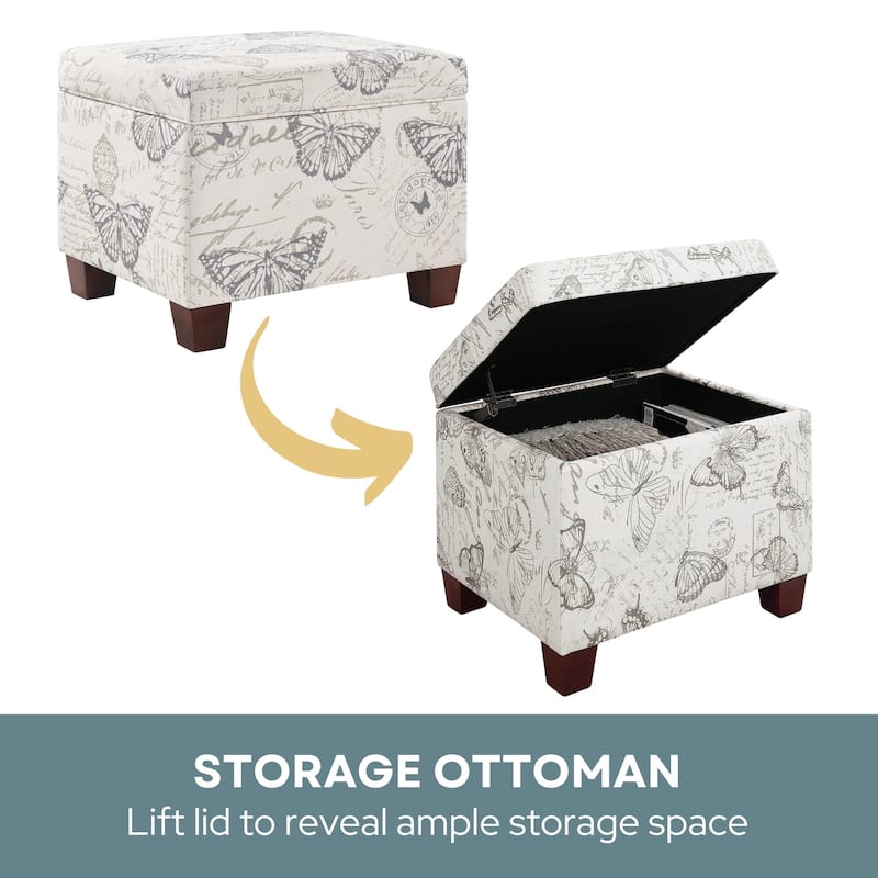Upholstered Storage Ottoman with Padded Cushion and Hidden Storage Compartment for Functional Living Room Use