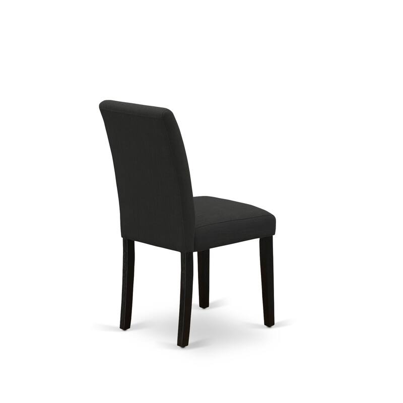 East West Furniture Dining Table Set- a Kitchen Table and Black Linen Fabric Parson Chairs, Wire brushed Black.(Pieces Options)