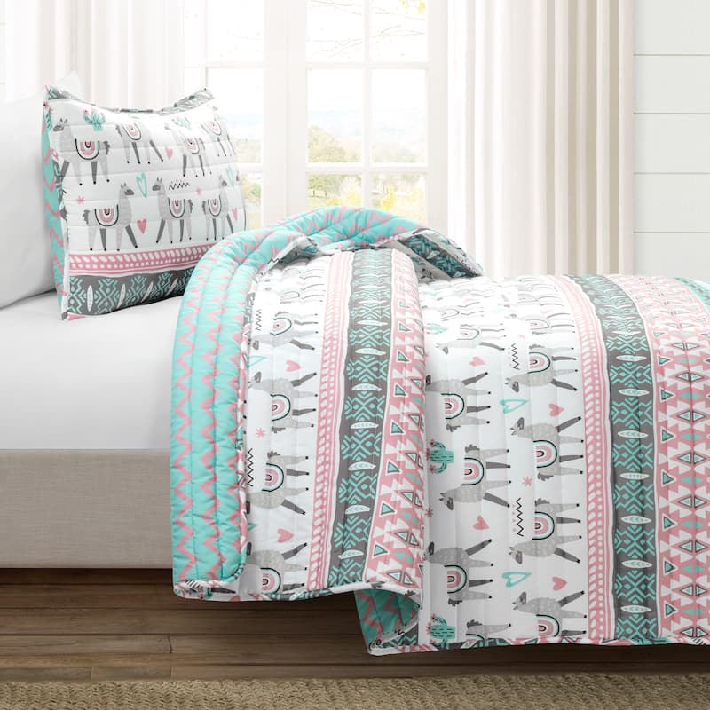 Lush Decor Boho Llama Reversible Oversized Quilt Set