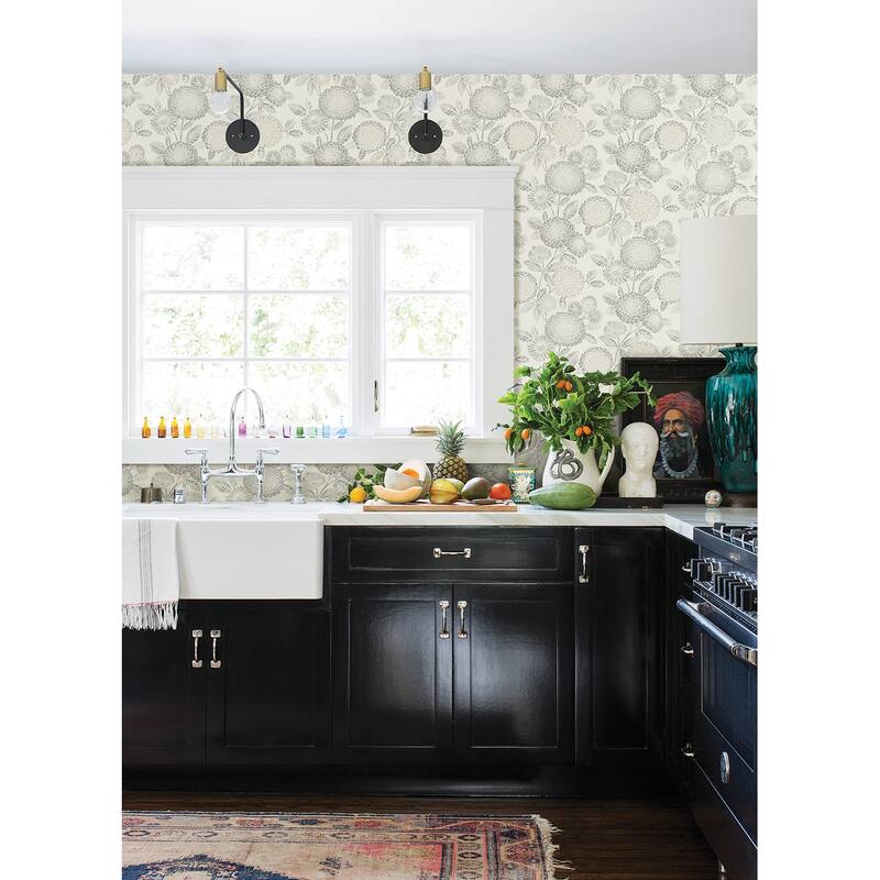 Chesapeake Zalipie Grey Floral Trail Wallpaper