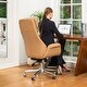 preview thumbnail 4 of 28, Glitzhome 48-inch Mid-century Adjustable Swivel Faux Leather Office Chair