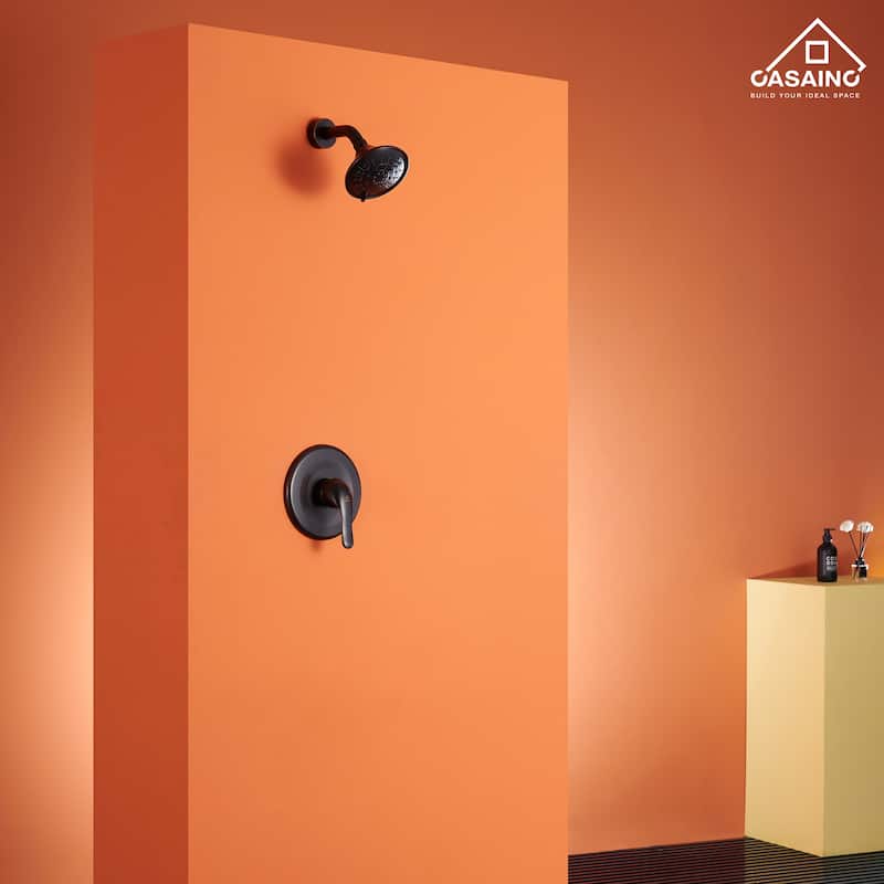 Single Handle 3-Spray Wall Mount 1.8 GPM Fixed Shower Head with Pressure Balanced Valve - 4.84" x 4.84"