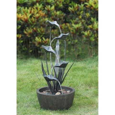 Metal Plant Fountain With 5 Leaves