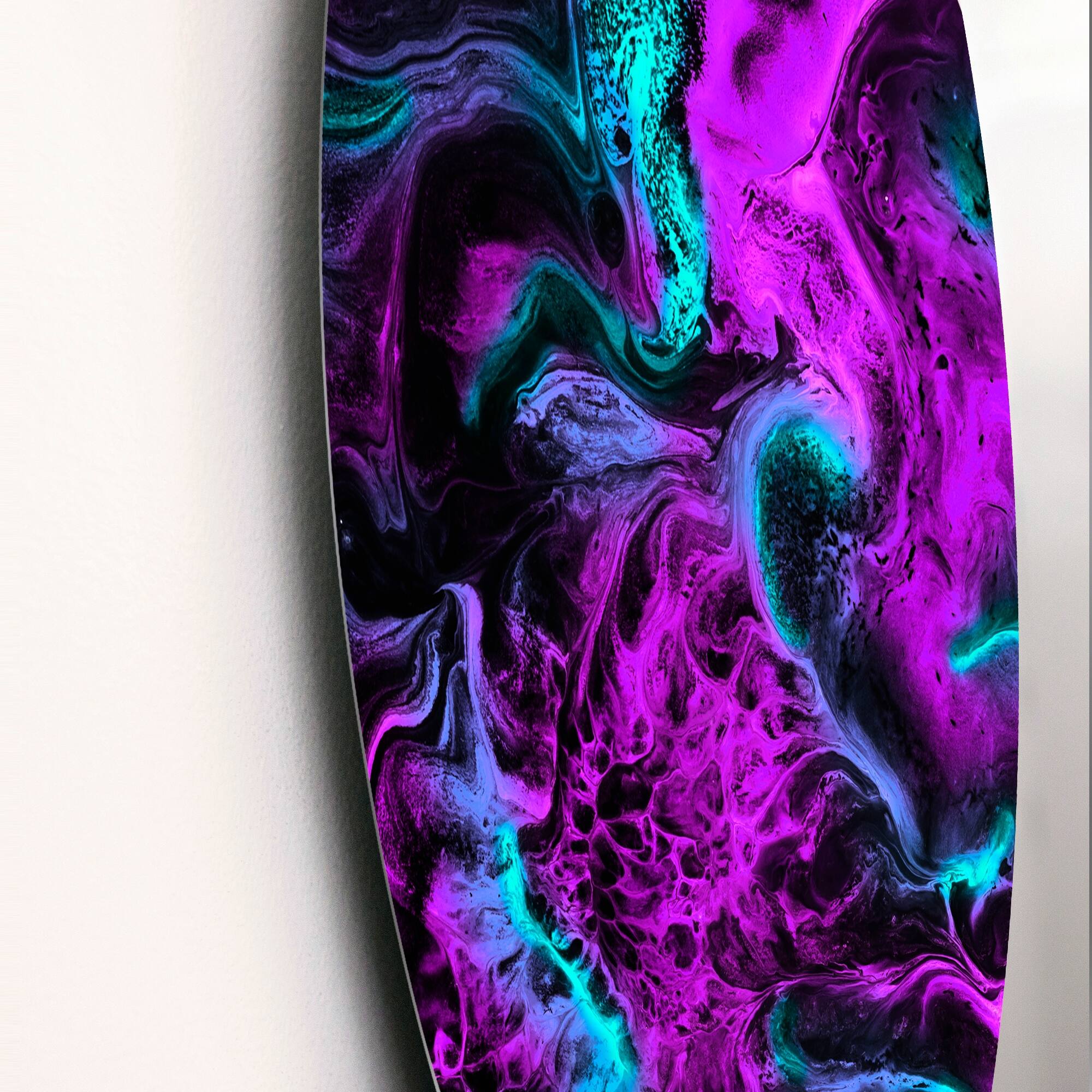 Designart 'Neon Pink Blue And Green Liquid Art Landscape' Modern Metal