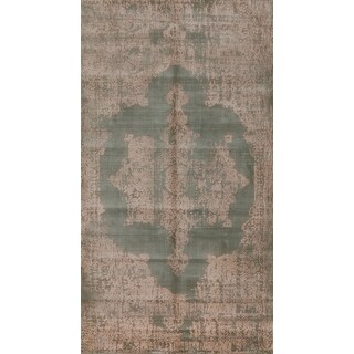 Green Abstract Oriental Rug Handmade Wool Carpet - 4'0