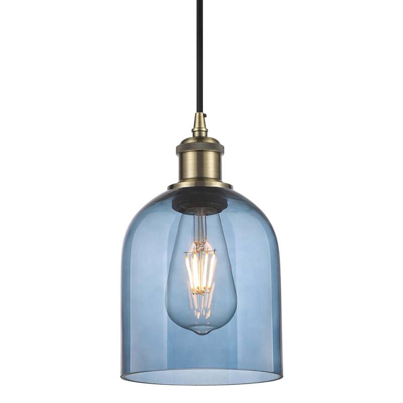 Innovations Lighting 516-1P-10-6 Bella Pendant Bella 6" Wide Mini - Antique Brass / Princess Blue