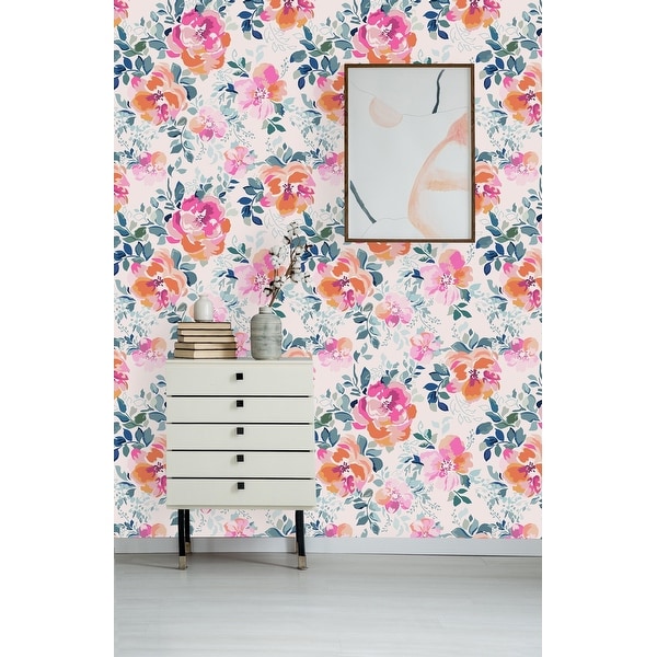 Vintage Style Peony Flowers Background Removable Wallpaper - Overstock ...
