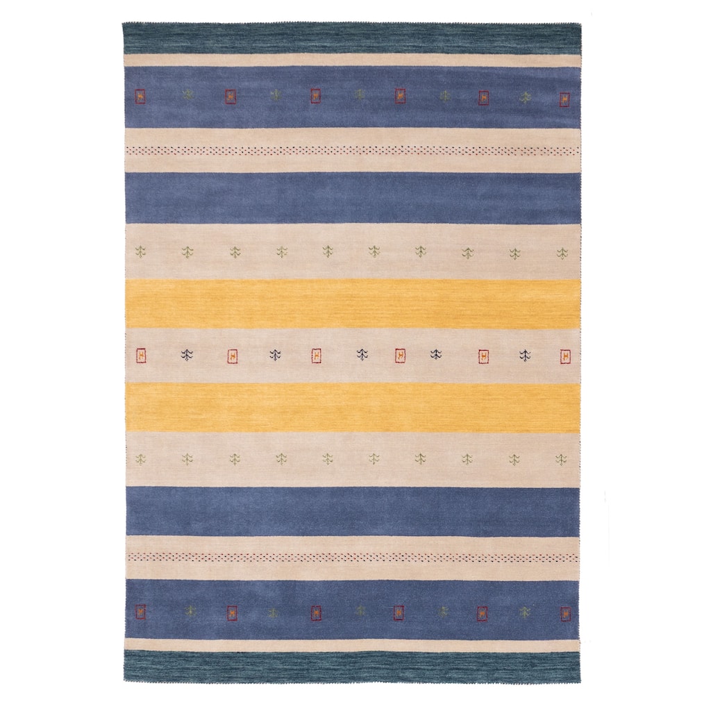 ECARPETGALLERY Hand Loomed Kashkuli Gabbeh Light Grey Wool Rug - 6'7 x 9'8