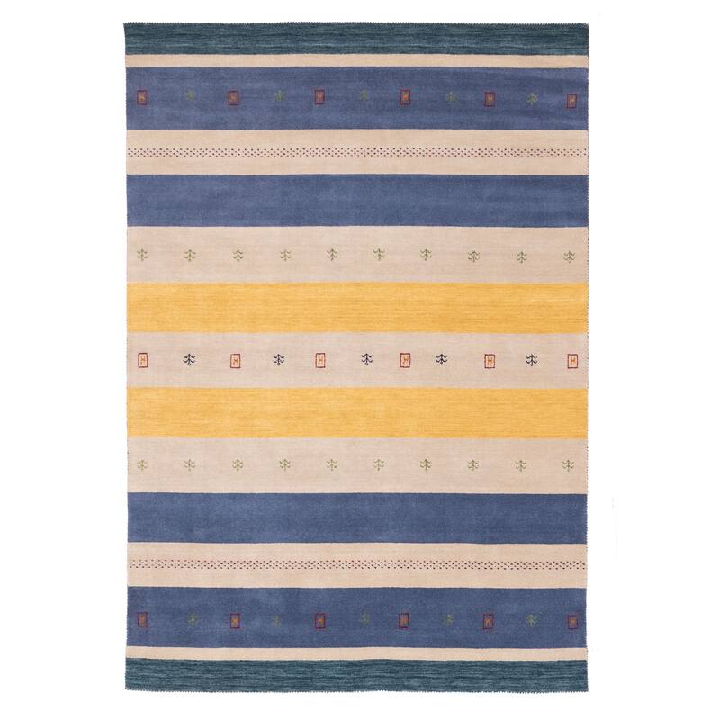 ECARPETGALLERY Hand Loomed Kashkuli Gabbeh Light Grey Wool Rug - 6'7 x 9'8