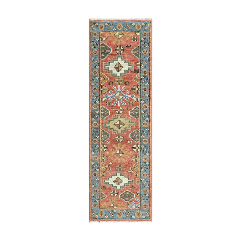 LoomBloom Multi Size Arts & Crafts Oushak Wool Area Rug in Coral