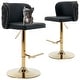 preview thumbnail 26 of 76, Upholstered Adjusatble Swivel Bar Stools Set of 2 Black Gold