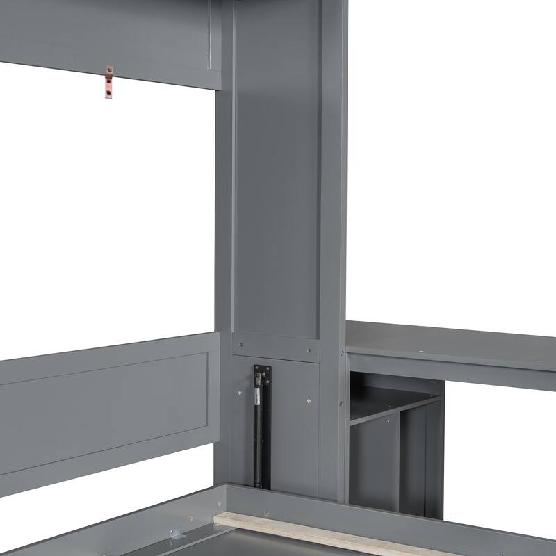 Roomfitters Queen Murphy Bed with Adjustable Desk and Two Large Storage Cabinets, Wall Mounted Space Saving Sleeper