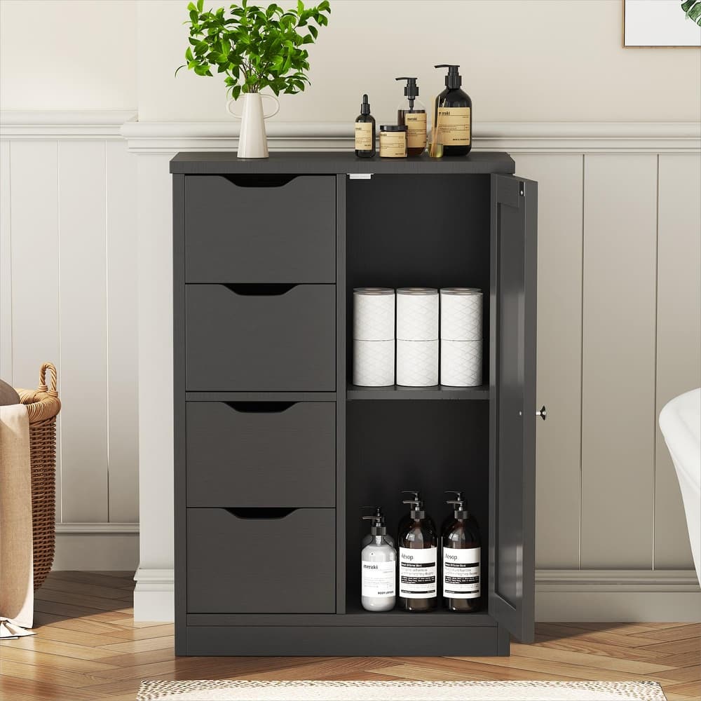 4-Drawer Bathroom Storage Cabinet with Adjustable Shelf