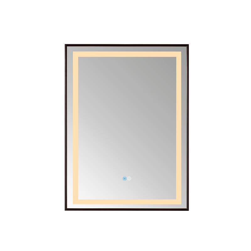24" Rectangular LED Lighted Accent Bathroom/Vanity Wall Mirror - 24 - 24 - Black