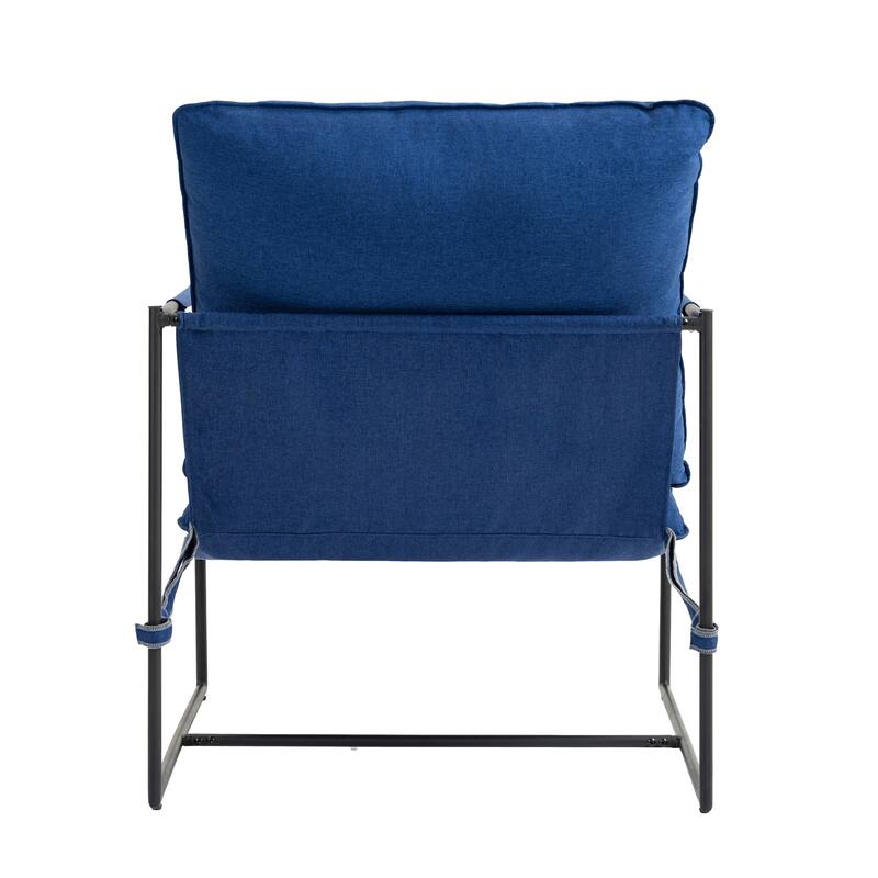 Metal Framed Accent Chair Sling Armchair with Bag Cushion