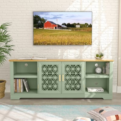70 in. Rustic Decorative Floral Door TV Stand for up to 80" TVs