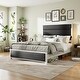 preview thumbnail 1 of 5, Queen Size Upholstered Platform Bed with Headboard, Charging Station and LED Grey